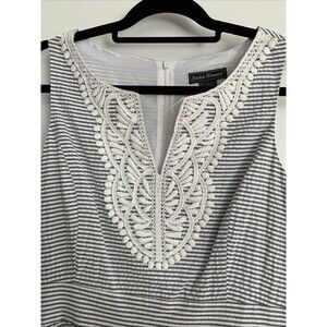 Jessica Howard Seersucker Sundress Womens‎ 14 Lace Sleeveless A Line